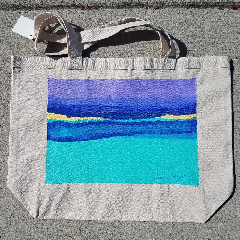 Horizon #2 Hand Painted Signed Cotton Canvas Tote